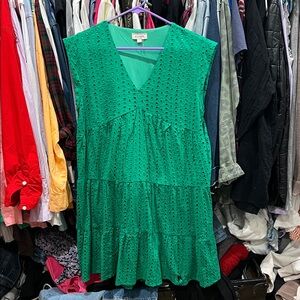 Andree Vibrant Green Eyelet Dress